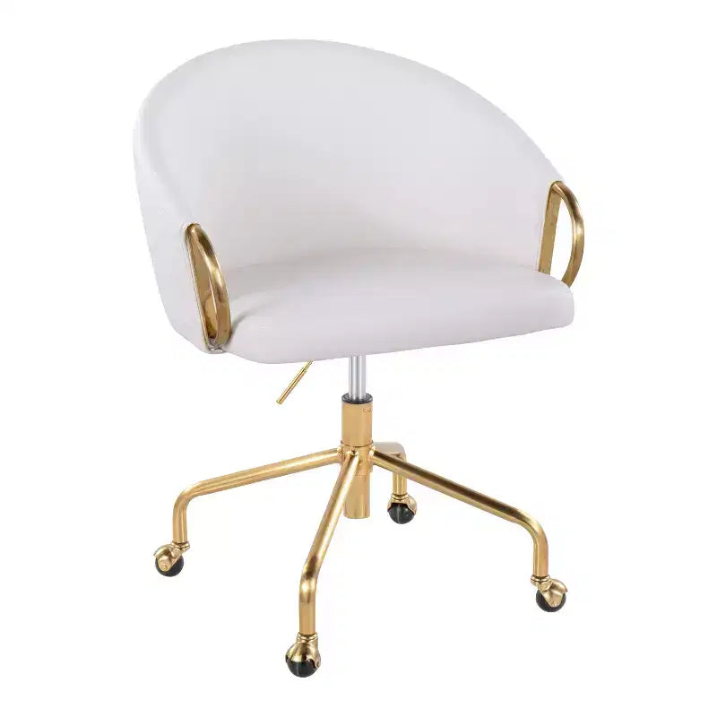 Okak Executive Office Chair with Adjustable Height, Desk Chair with Golden Armrest and Base, Criss Cross Chair for Home, Office