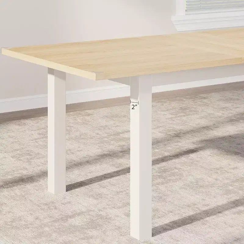 63 Large Extendable Dining Table Kitchen Table for 6-8, with Sturdy Metal Frame, Saving Space for Kitchen, Dining Room, Apartment