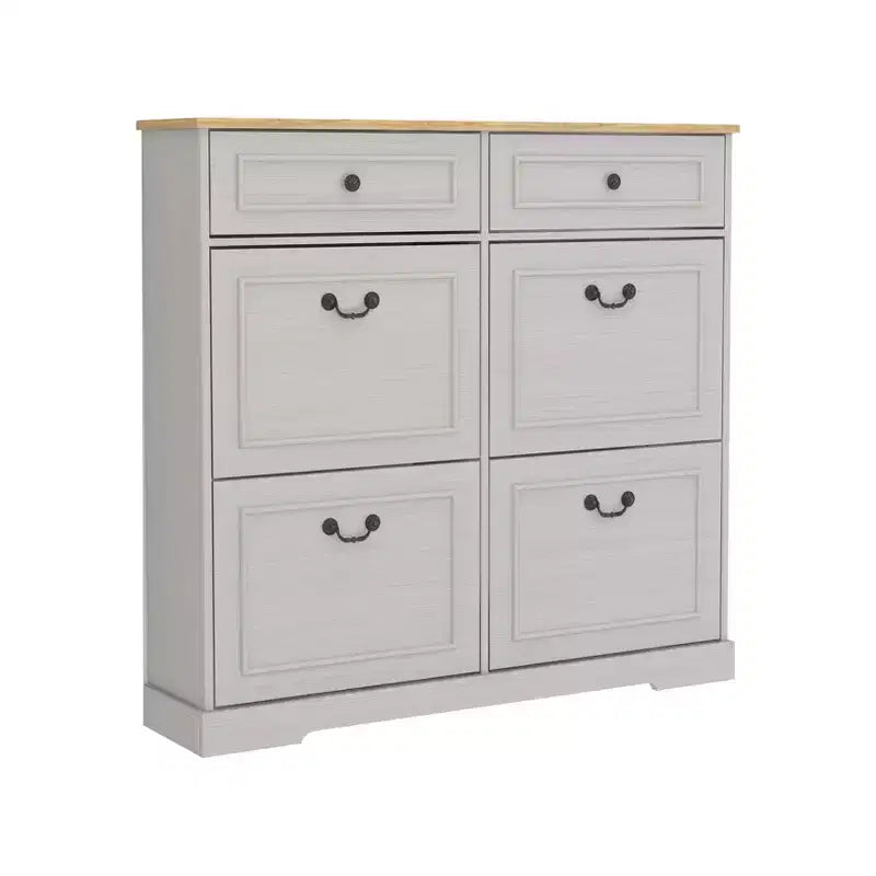 Okak Shoe Cabinet, Shoe Organizer with 3 Panel Flip Drawers and 1 Simple Drawers, Freestanding Shoe Rack for Entryway, Living Room, Hallway