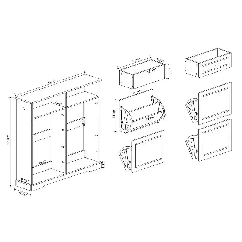 Okak Shoe Cabinet, Shoe Organizer with 3 Panel Flip Drawers and 1 Simple Drawers, Freestanding Shoe Rack for Entryway, Living Room, Hallway
