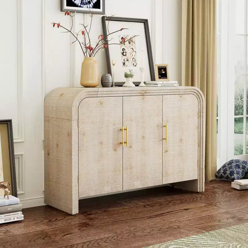 Okak Minimalist Sideboard Cabinet, Bufft Cabinet with 4 Doors and 4 Shelves, Storage Cabinet for Living Room, Dining Room, Kitchen