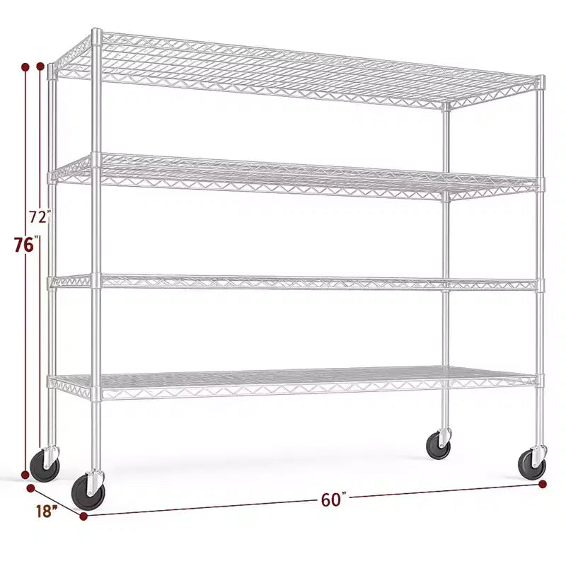 HOMDOX 2400LBS 4-Tier Heavy Duty Metal Storage Rack, 60W x 18D x 72H Adjustable Wire Metal Shelves for Storage, Free Standing Storage Shelf Units