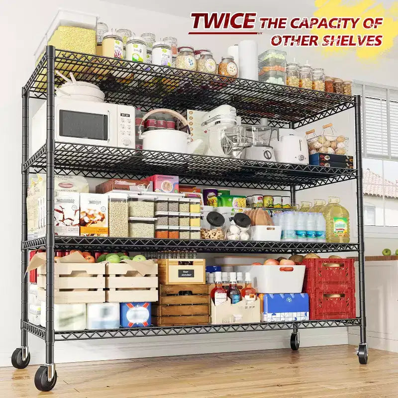 HOMDOX 2400LBS 4-Tier Heavy Duty Metal Storage Rack, 60W x 18D x 72H Adjustable Wire Metal Shelves for Storage, Free Standing Storage Shelf Units