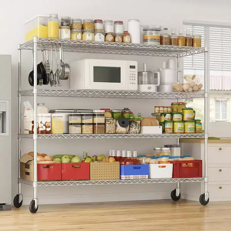 HOMDOX 2400LBS 4-Tier Heavy Duty Metal Storage Rack, 60W x 18D x 72H Adjustable Wire Metal Shelves for Storage, Free Standing Storage Shelf Units