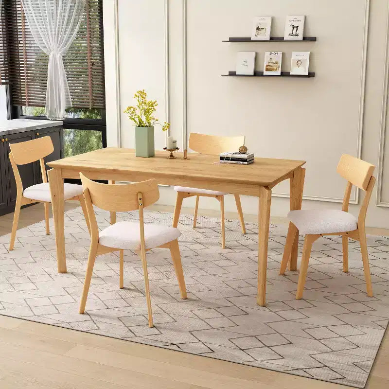 Christopher Knight Home Adrian Mid-Century Modern 5-Piece Wood Dining Table Set with Upholstered Dining Chairs