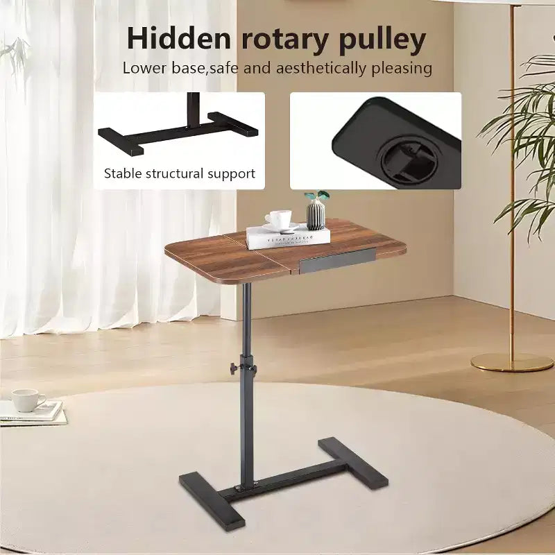Overbed Table with Wheels  Split Top Tilting Laptop Desk Cart with Tray for Hospital & Home Use, Height Adjustable Design