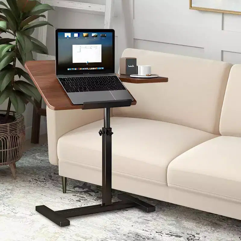 Overbed Table with Wheels  Split Top Tilting Laptop Desk Cart with Tray for Hospital & Home Use, Height Adjustable Design