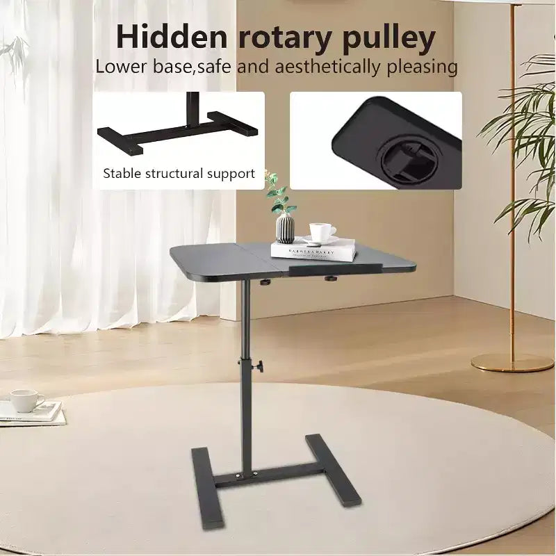 Overbed Table with Wheels  Split Top Tilting Laptop Desk Cart with Tray for Hospital & Home Use, Height Adjustable Design