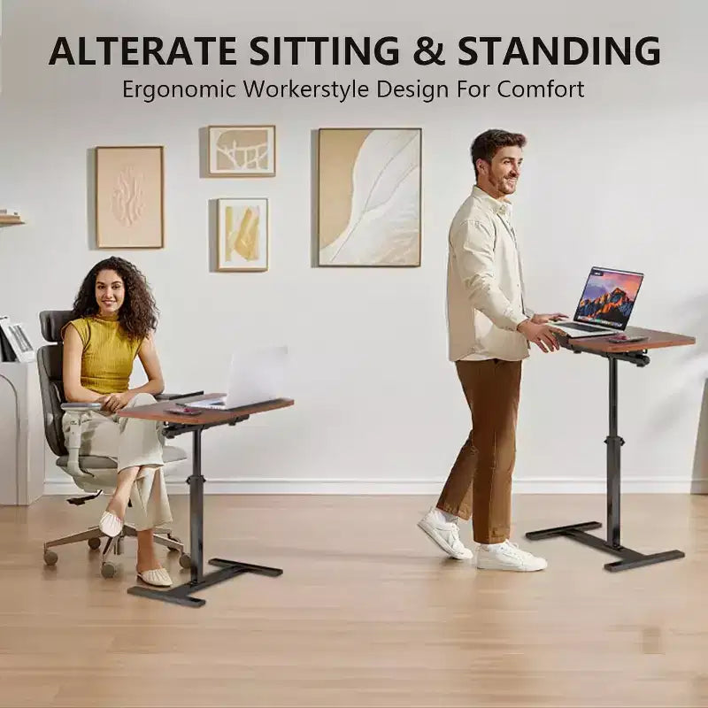 Overbed Table with Wheels  Split Top Tilting Laptop Desk Cart with Tray for Hospital & Home Use, Height Adjustable Design
