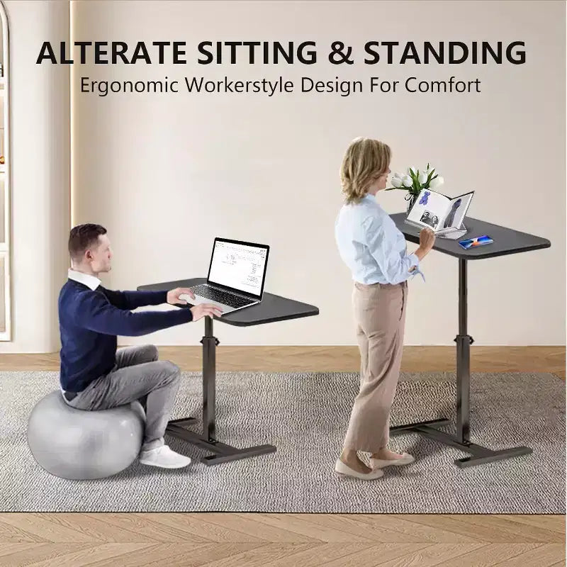 Overbed Table with Wheels  Split Top Tilting Laptop Desk Cart with Tray for Hospital & Home Use, Height Adjustable Design