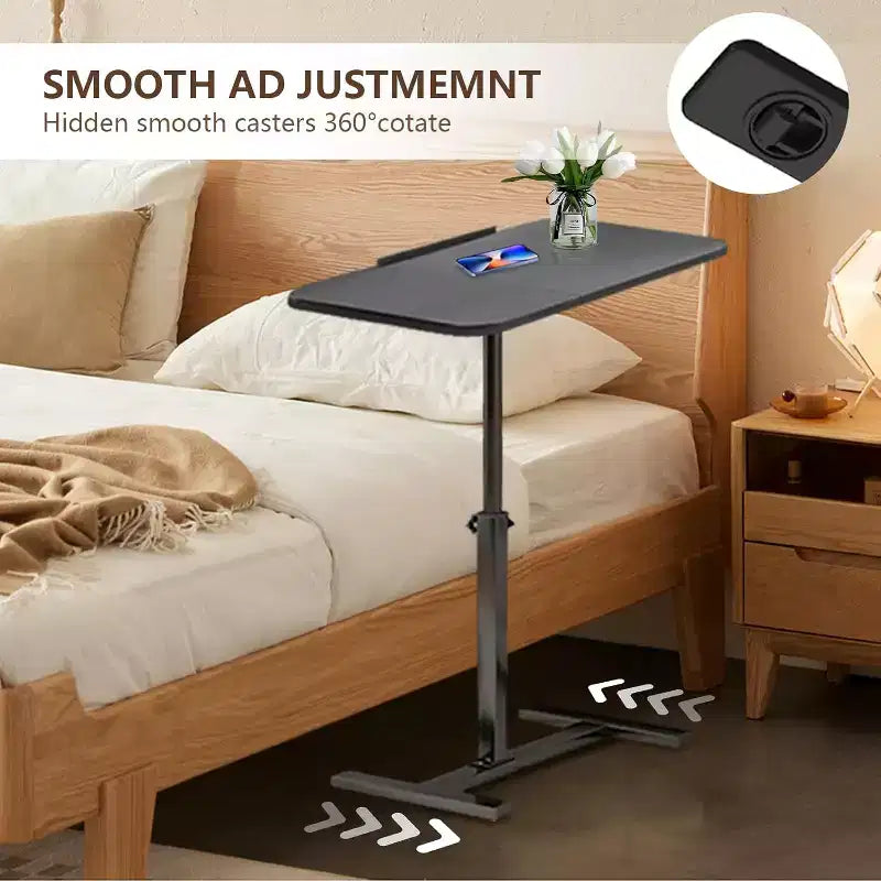 Overbed Table with Wheels  Split Top Tilting Laptop Desk Cart with Tray for Hospital & Home Use, Height Adjustable Design