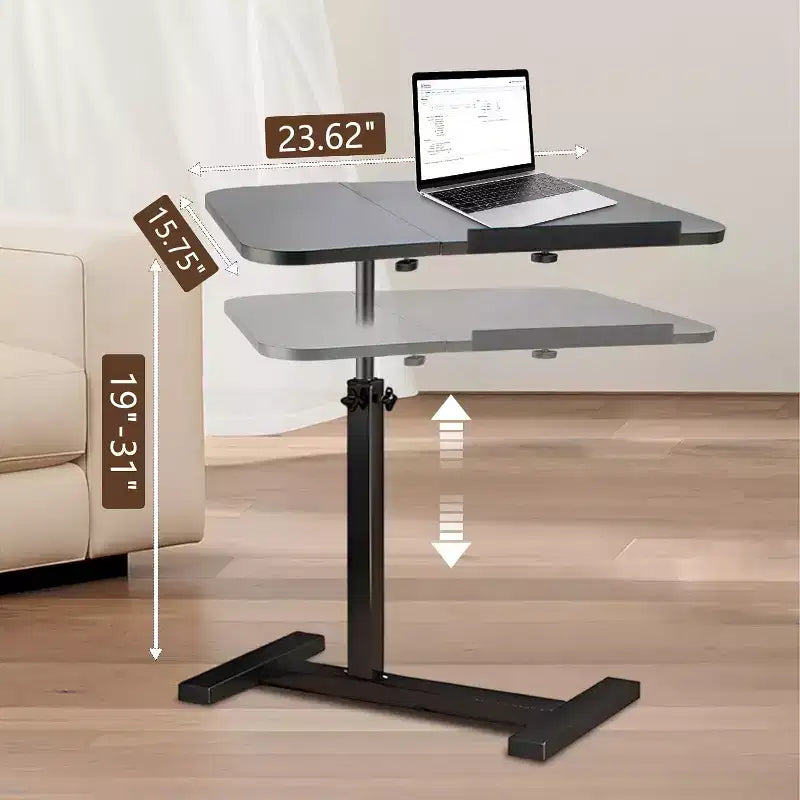 Overbed Table with Wheels  Split Top Tilting Laptop Desk Cart with Tray for Hospital & Home Use, Height Adjustable Design