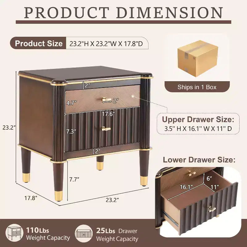Christopher Knight Home Denka Vintage Faux Leather Upholstered 2-Drawer Nightstand