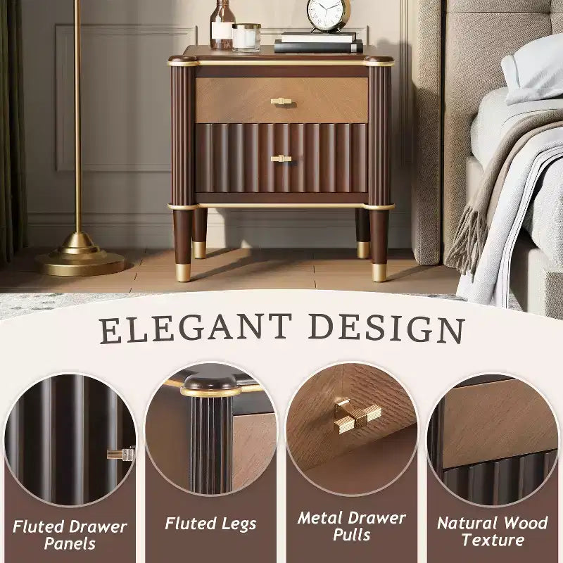 Christopher Knight Home Denka Vintage Faux Leather Upholstered 2-Drawer Nightstand