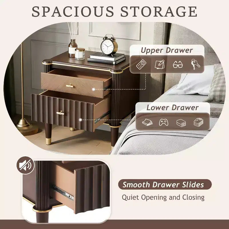 Christopher Knight Home Denka Vintage Faux Leather Upholstered 2-Drawer Nightstand