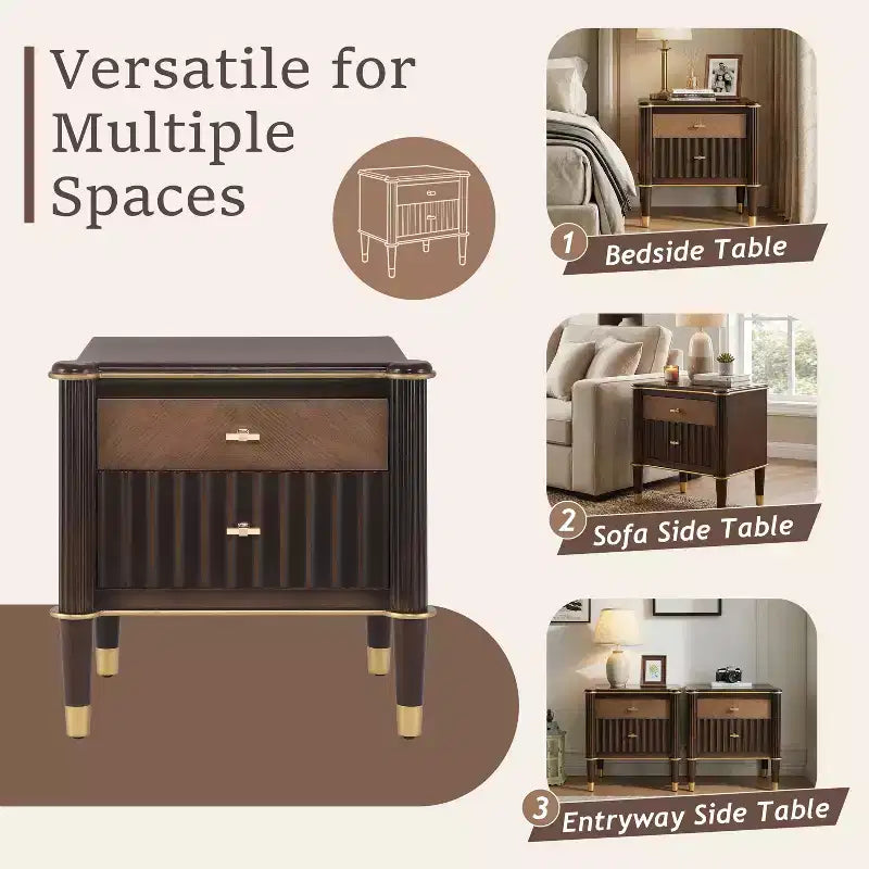 Christopher Knight Home Denka Vintage Faux Leather Upholstered 2-Drawer Nightstand