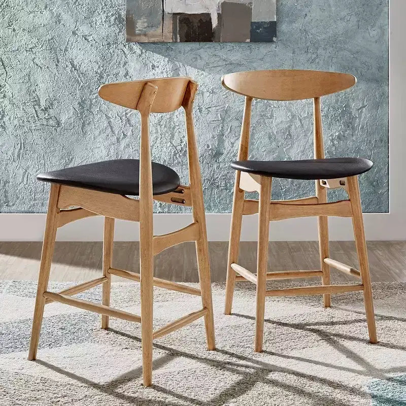 Cortland Counter Stool - Set of 2 - Natural/Black - iNSPIRE Q