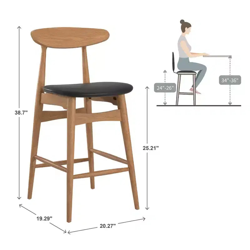 Cortland Counter Stool - Set of 2 - Natural/Black - iNSPIRE Q