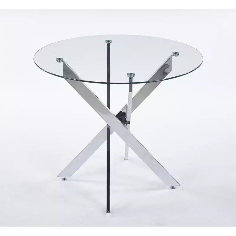 5-Piece Mid-Century Dining Set with Glass Table Top and Metal Legs for 4-6 People, Also Functions as Coffee Table