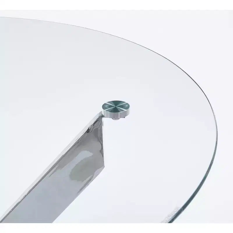 5-Piece Mid-Century Dining Set with Glass Table Top and Metal Legs for 4-6 People, Also Functions as Coffee Table