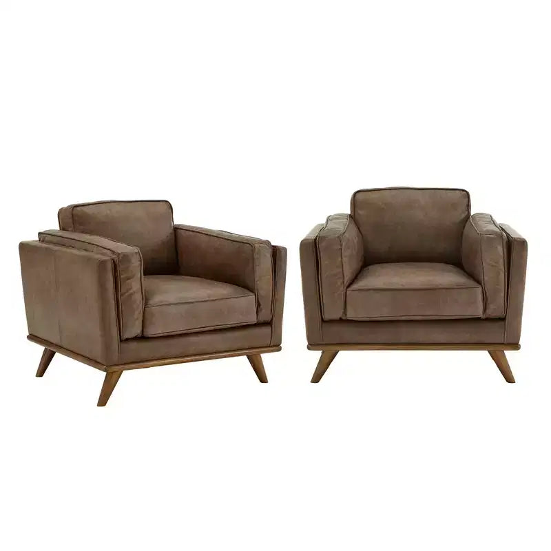 Ali Oxford Leather Accent Chair - Brown - iNSPIRE Q