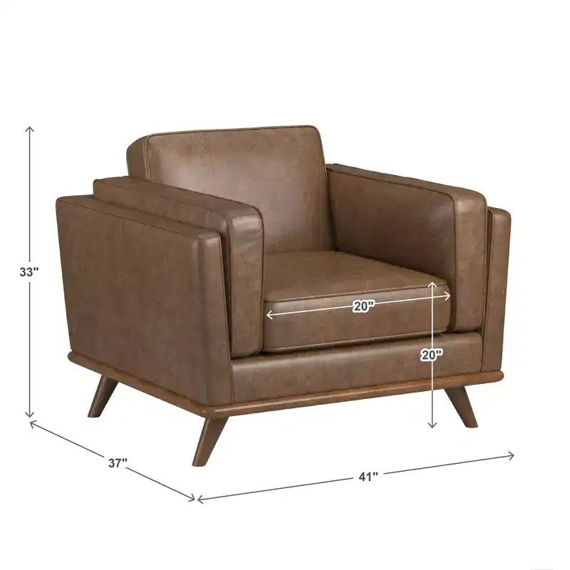 Ali Oxford Leather Accent Chair - Brown - iNSPIRE Q