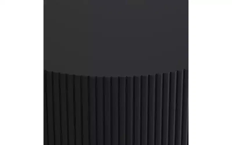 JVNOXK 31.5-inch Modern Round Coffee Table, Vertical Stripe Design Side Table with Open Shelf, Suitable for Bedroom or Living Room, Black