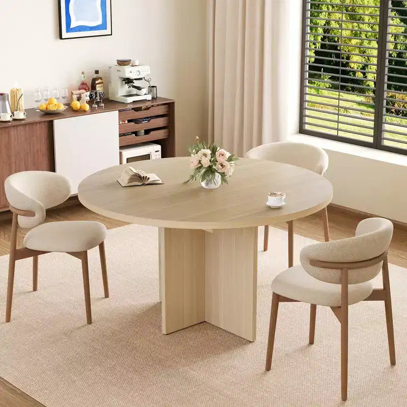 Sleek Extendable Dining Table, Transforms from Round to Oval (43.3-59), Comfortably Seats 4 to 8 Guests