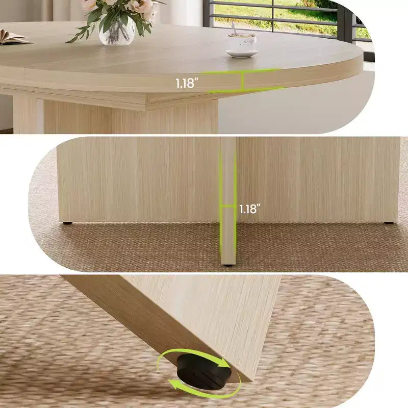 Sleek Extendable Dining Table, Transforms from Round to Oval (43.3-59), Comfortably Seats 4 to 8 Guests