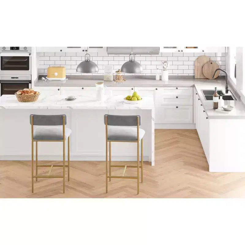 Modern bar stool set of 4  Comfortable counter stools with backrest and footrest, extra-wide seat, kitchen islands and dining rooms, easy assembly
