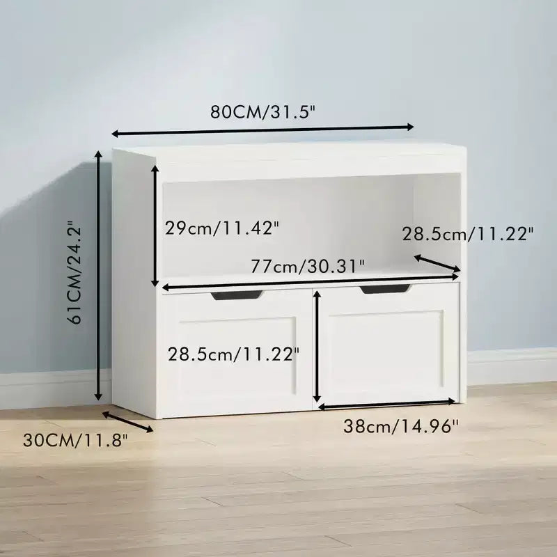 JVNOXK Multi-Functional Storage Unit with 2 Drawers and Open Shelves, offering ample storage spacethe perfect choice for your living room, White