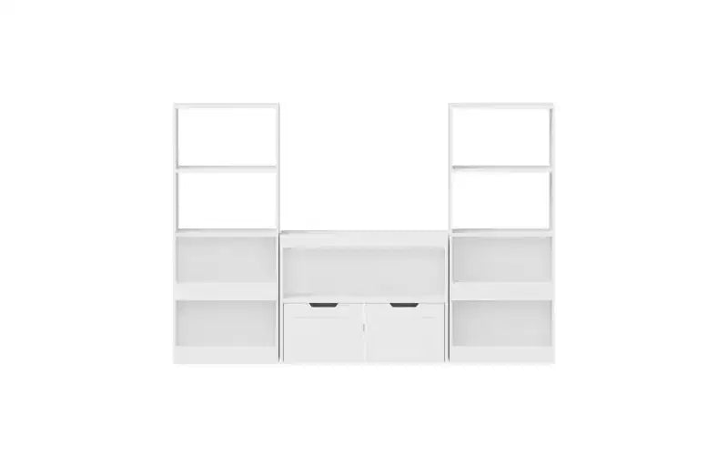 JVNOXK Multi-Functional Storage Unit with 2 Drawers and Open Shelves, offering ample storage spacethe perfect choice for your living room, White