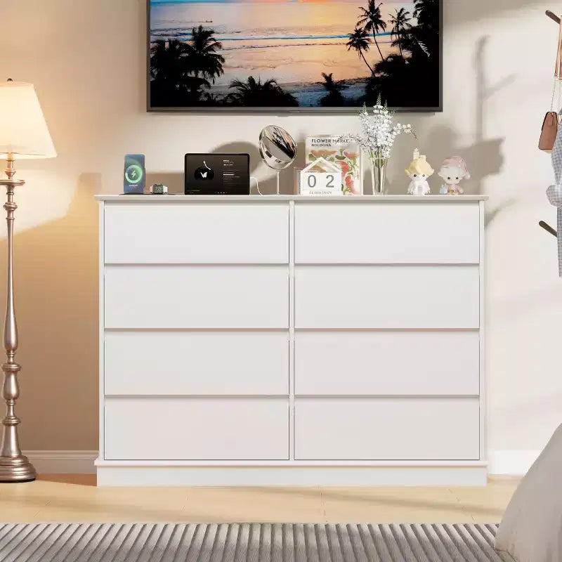 8-Drawer Dresser for Bedroom, Spacious Chest of Drawers with Deep Storage, Horizontal Wooden Double Dresser with Wide Top for Living Room