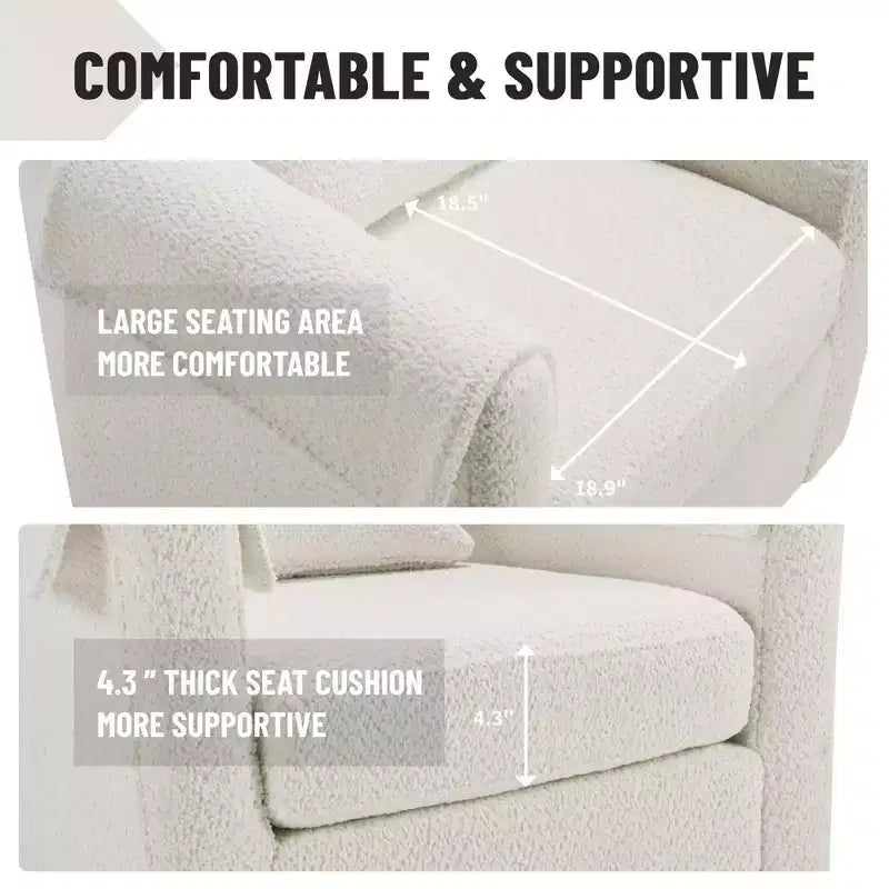 FurnitureR Swivel Accent Chair with Ottoman Set, Upholstered Lounge Chair and Footrest, Modern Cozy Armchair for Living Room, Bedroom, Reading Corner