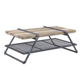 HomeRoots 47 Natural and Gray Metal Sled Coffee Table With Shelf