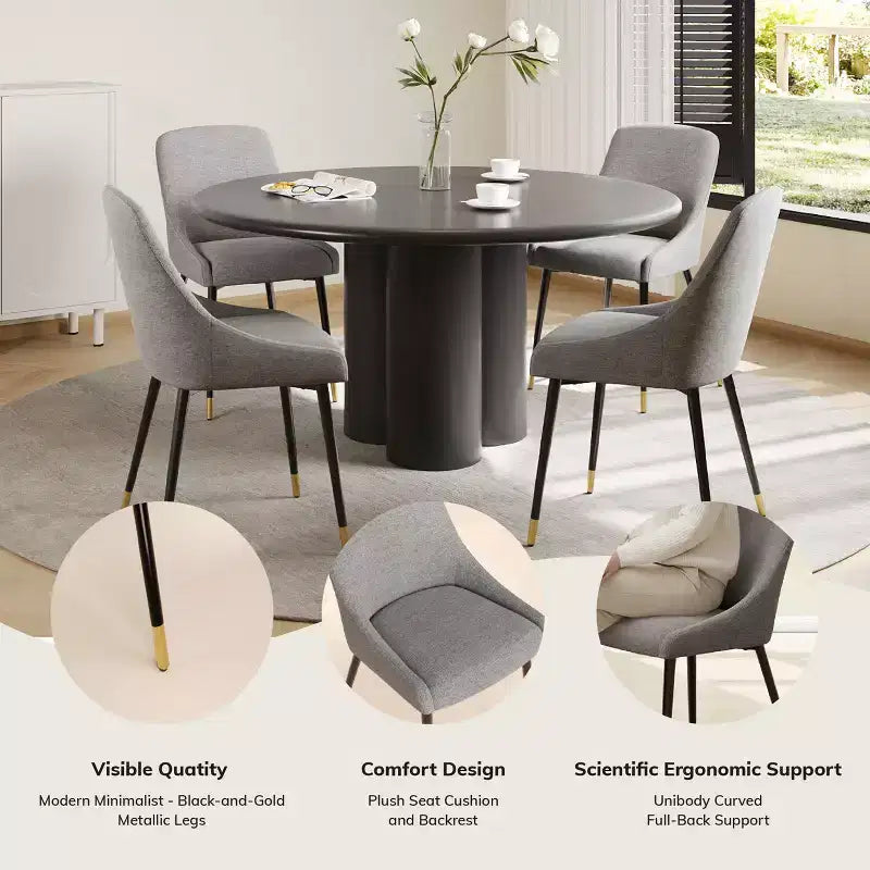 COLAMY Modern Upholstered Dining Chair  Kitchen Side Chair with Metal Legs for Kitchen, Dining Room, or Caf