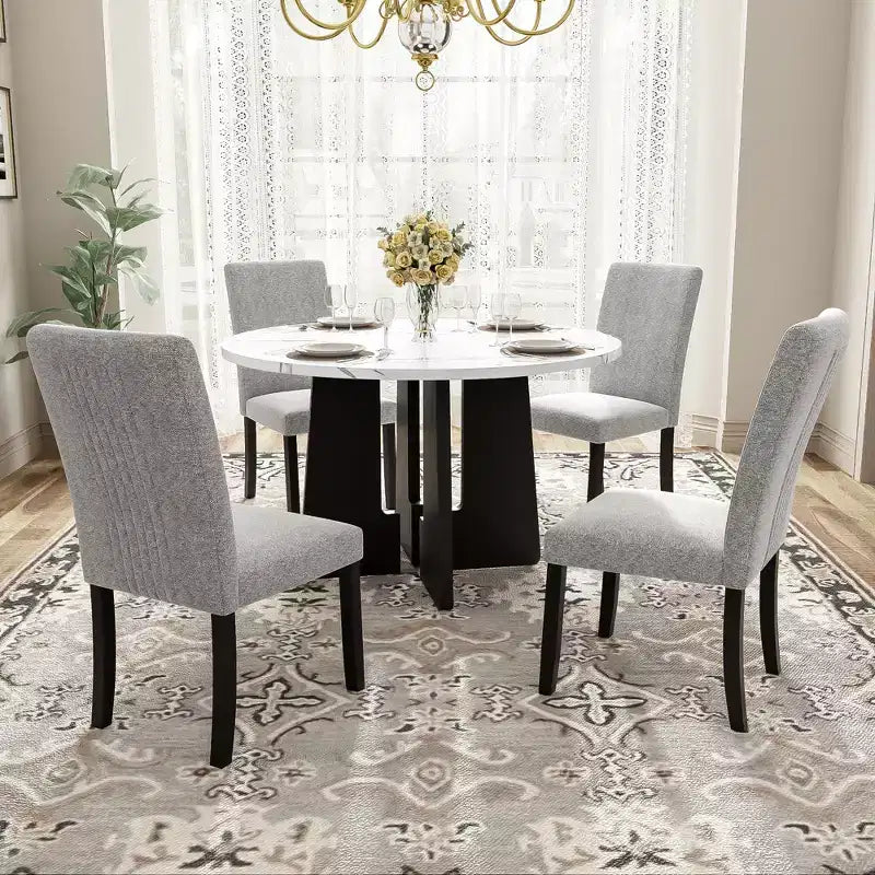 5-Piece Dining Table and Chairs Set with 43-Inch Table, for Dining Room, Kitchen, and Living Room