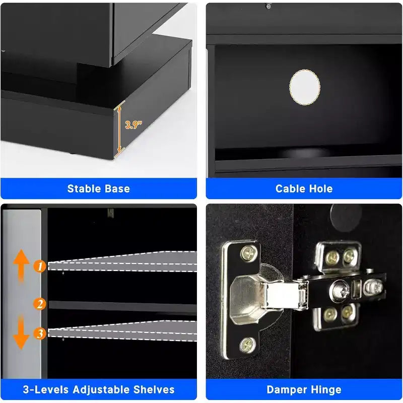 BALHAM TRADE-71 TV Stands for 85/80/75  TV with 2 Storage Cabinets Dual LED Lights Strips