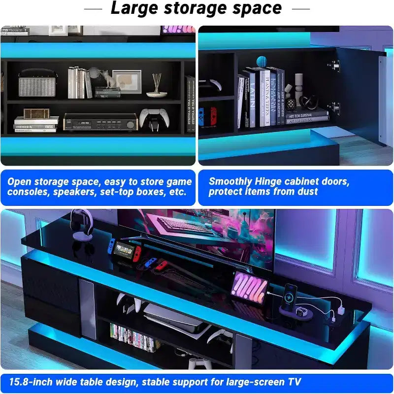 BALHAM TRADE-71 TV Stands for 85/80/75  TV with 2 Storage Cabinets Dual LED Lights Strips