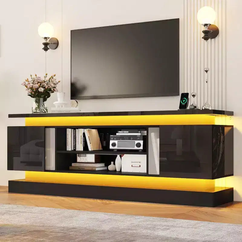 BALHAM TRADE-71 TV Stands for 85/80/75  TV with 2 Storage Cabinets Dual LED Lights Strips