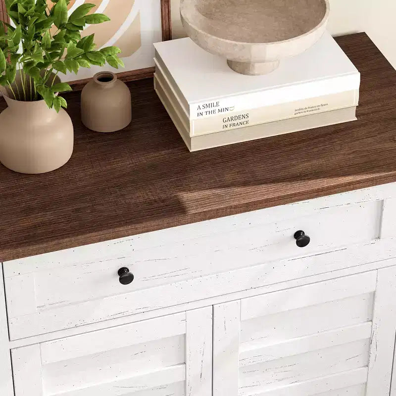 Buffet Cabinet, 2 Set Sideboard Cabinet with Doors, Modern Coffee Bar with Adjustable Shelves, Kitchen Storage