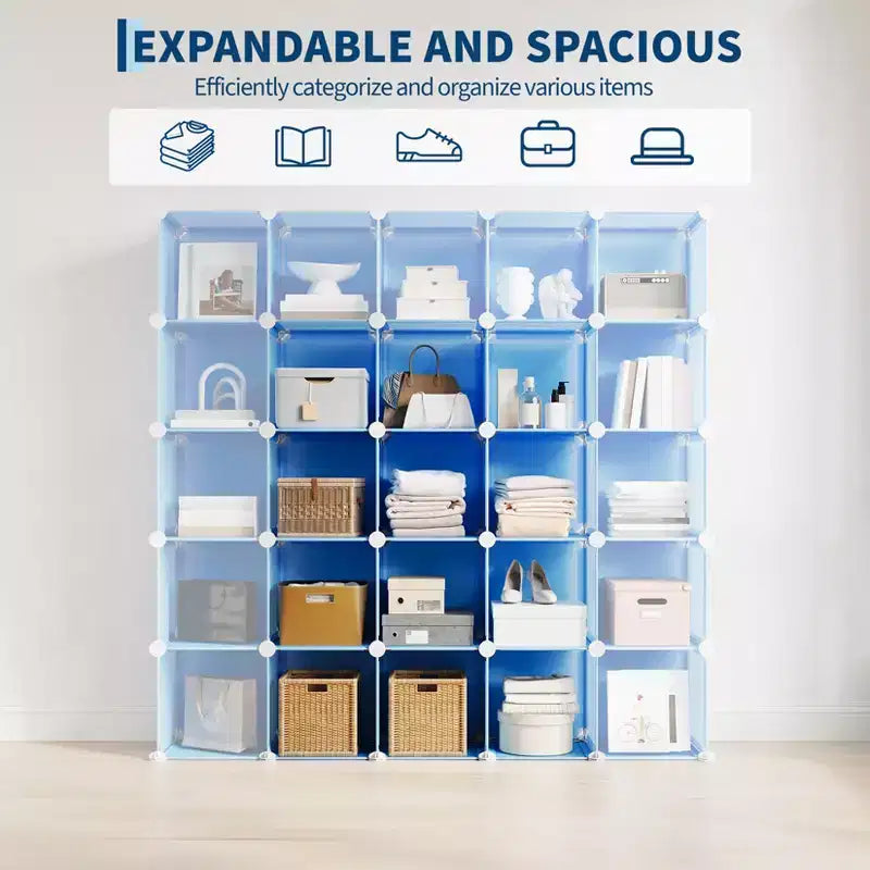 Modular 12 Cube Storage Organizer Set, 6-Cube Stackable Plastic & Steel Shelf Unit with Anti-Tip Safety Kit, for Custom Closet, Bedroom, and Office