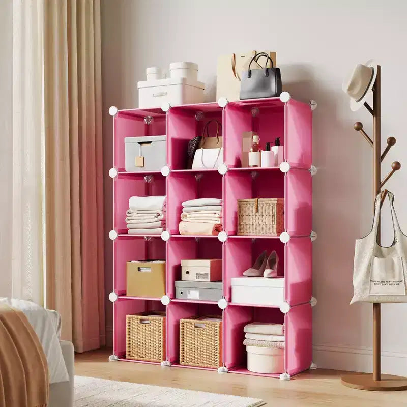 Modular 12 Cube Storage Organizer Set, 6-Cube Stackable Plastic & Steel Shelf Unit with Anti-Tip Safety Kit, for Custom Closet, Bedroom, and Office