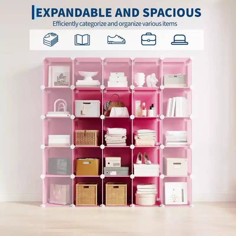 Modular 12 Cube Storage Organizer Set, 6-Cube Stackable Plastic & Steel Shelf Unit with Anti-Tip Safety Kit, for Custom Closet, Bedroom, and Office