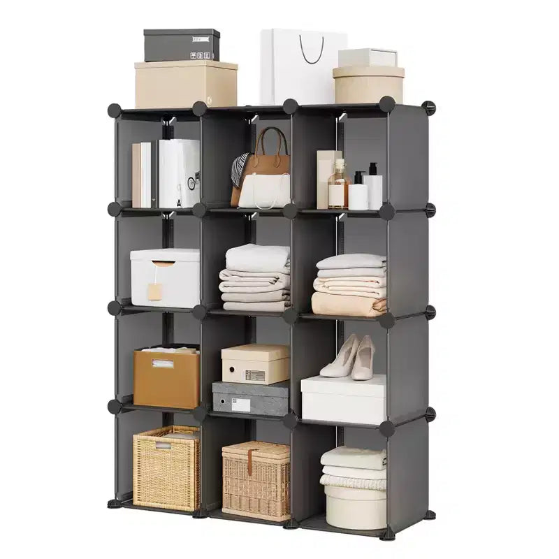 Modular 12 Cube Storage Organizer Set, 6-Cube Stackable Plastic & Steel Shelf Unit with Anti-Tip Safety Kit, for Custom Closet, Bedroom, and Office