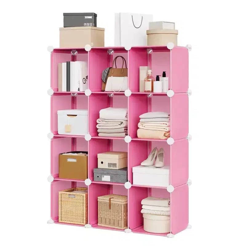 Modular 12 Cube Storage Organizer Set, 6-Cube Stackable Plastic & Steel Shelf Unit with Anti-Tip Safety Kit, for Custom Closet, Bedroom, and Office