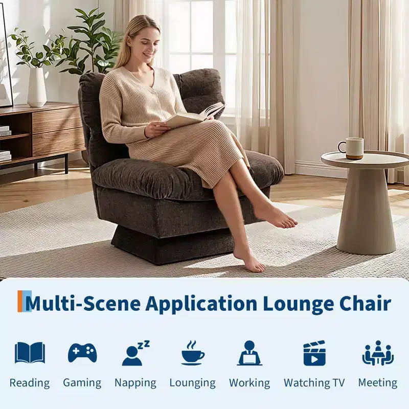 Modern Swivel Accent Chair, 360 Lounge Chair, Thick Cushion, Cozy Upholstered, for Bedroom, Apartment, Office