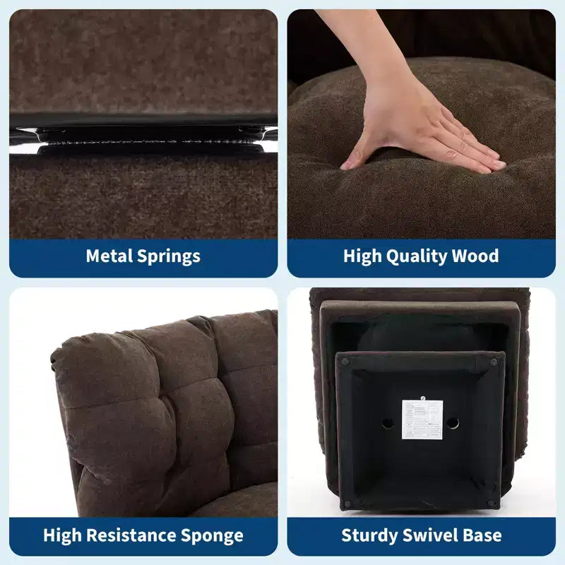 Modern Swivel Accent Chair, 360 Lounge Chair, Thick Cushion, Cozy Upholstered, for Bedroom, Apartment, Office