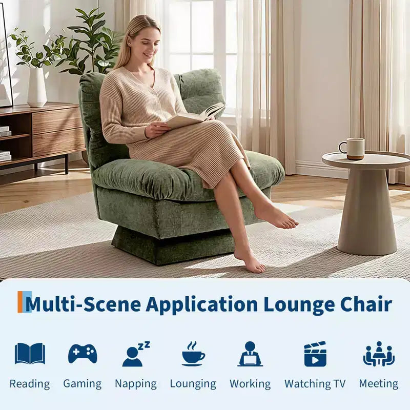 Modern Swivel Accent Chair, 360 Lounge Chair, Thick Cushion, Cozy Upholstered, for Bedroom, Apartment, Office