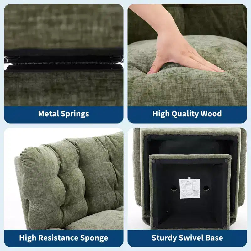 Modern Swivel Accent Chair, 360 Lounge Chair, Thick Cushion, Cozy Upholstered, for Bedroom, Apartment, Office